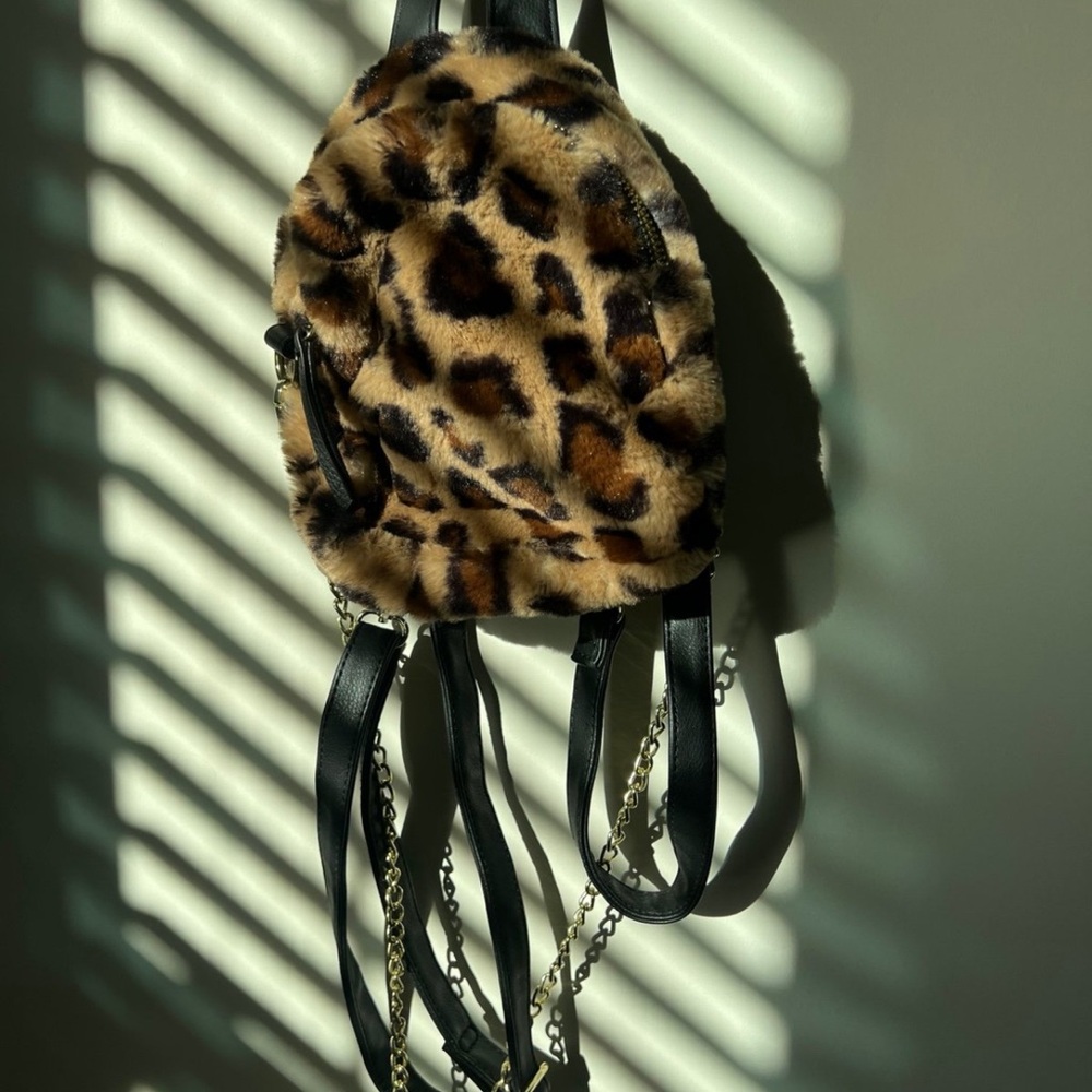 NEW Wild Fable Cheetah/ Leopard Print Faux Fur Mini Backpack